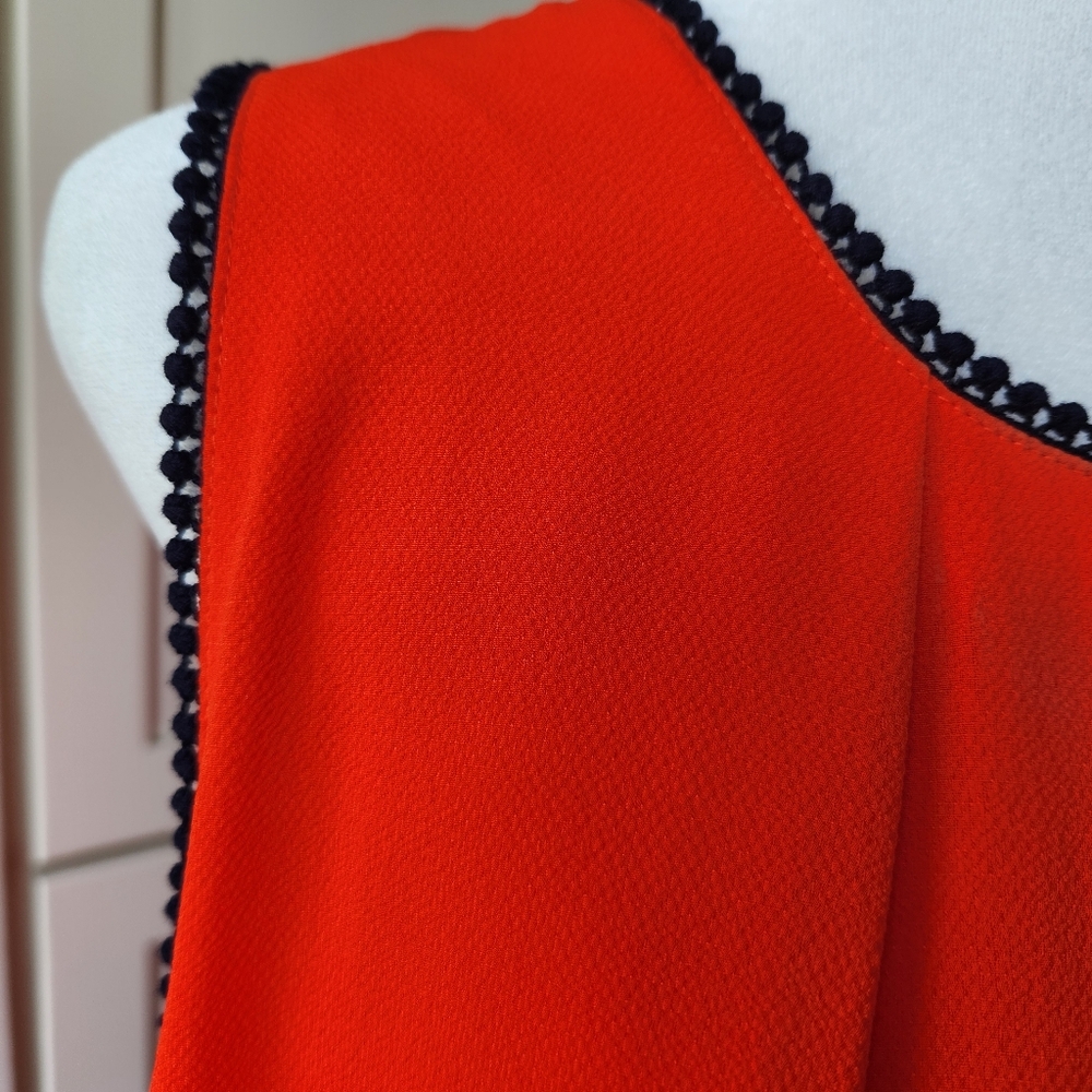 Umgee The Virginia Shift Dress Pleated Sleeveless Orange Navy Blue New Large - Picture 7 of 15